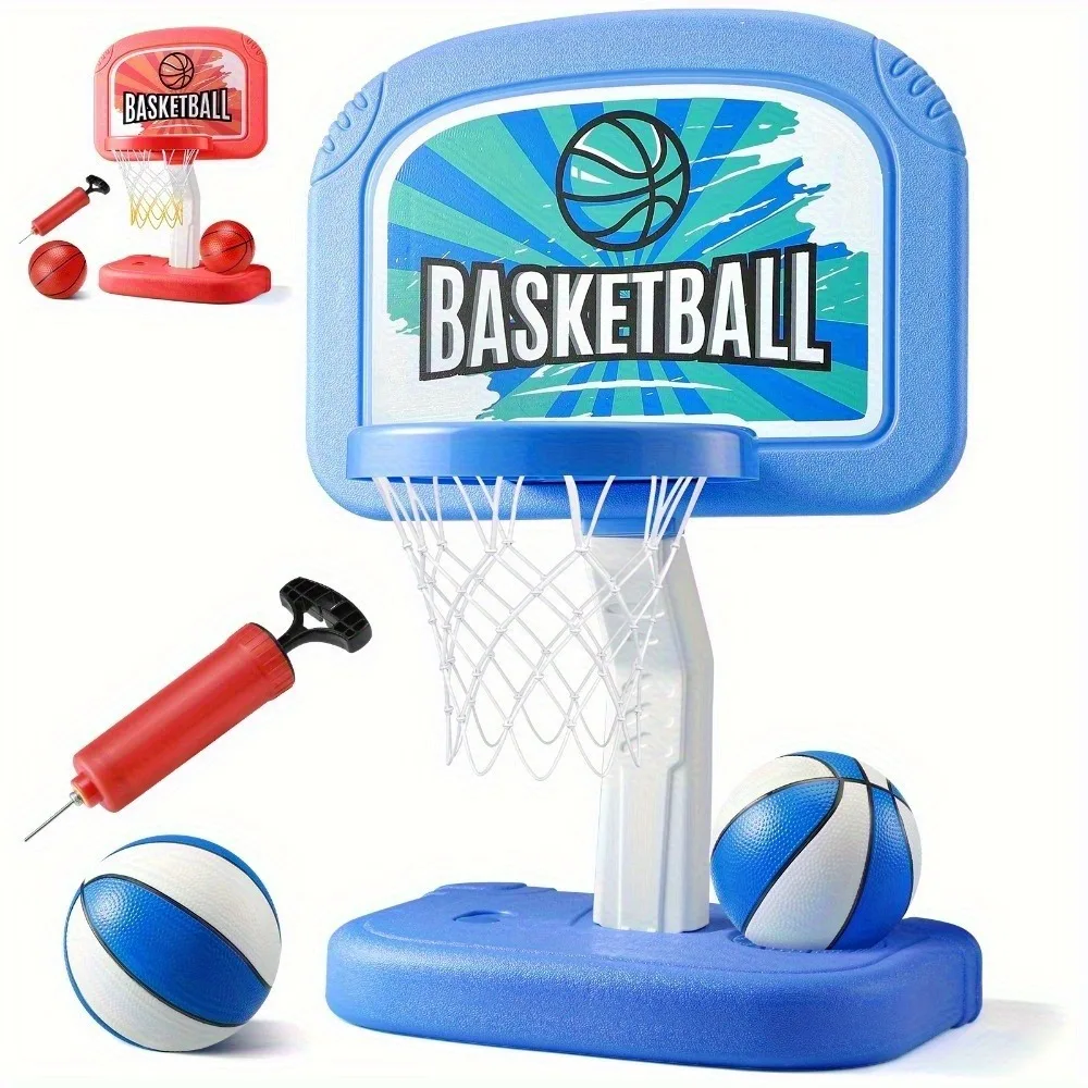 

Swimming Pool Basketball Hoop, Poolside Basketball Hoop for Swimming Pool, Includes 2 Balls and Pump, Adjustable Height