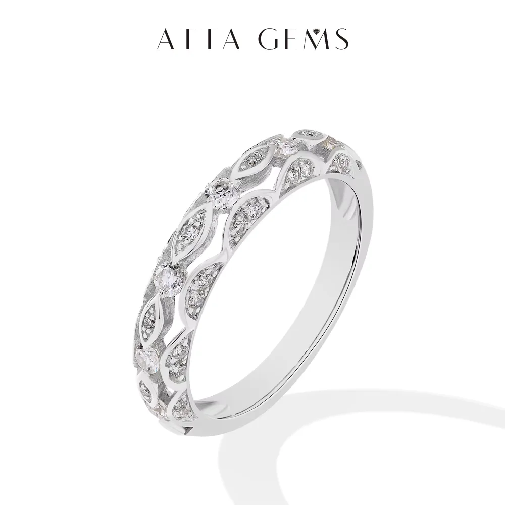 

ATTAGEMS Твердое кольцо с муассанитом из 10-каратного золота 14 карат 18 карат с бриллиантом для женщин D VVS1 Цветное полое кольцо Штабелируемый подарок на годовщину помолвки