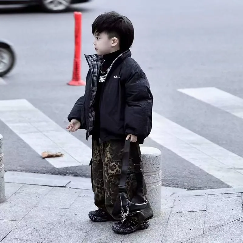 Children's Thickened Fashion Double-sided Cotton Clothing 2025 Winter Boys and Girls Warm Jacket Baby Top Trend