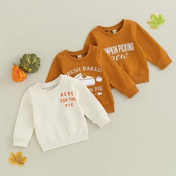 2023-07-30 Lioraitiin 0-4Years Baby Boy Girl Thanksgiving Sweatshirt Long Sleeve Pumpkin Pie Letter Print Pullovers Warm Clothes