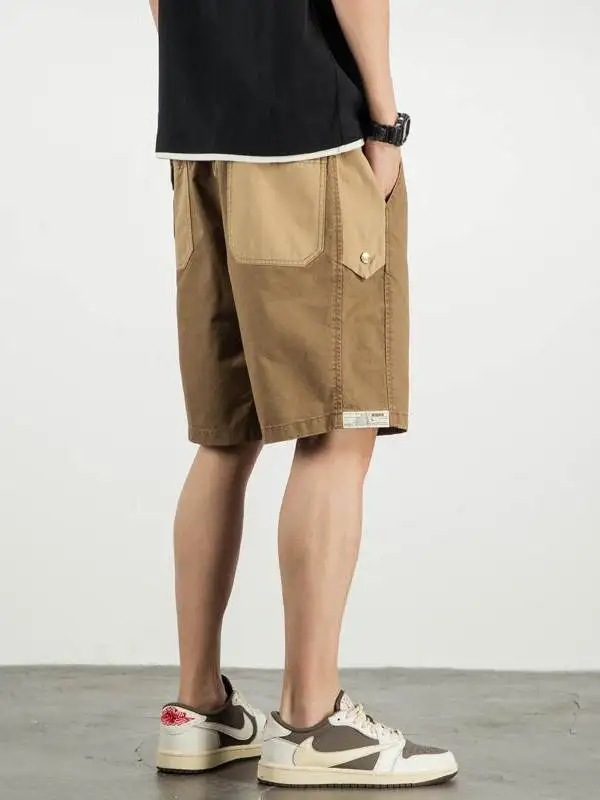 

Мужские повседневные шорты цвета хаки, свободный крой, в американском винтажном стиле, укороченные, летние, тонкие, новинка 2026 года, модные, дышащие, стрейч...