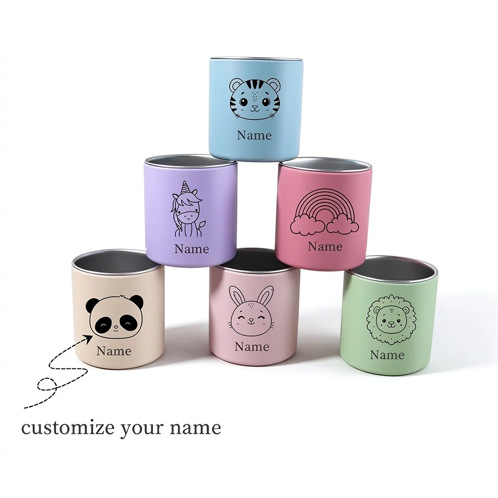 Personalized Customization Name Pattern Silicone Cup Stainless Steel for Babies/Toddlers Baby Cups Custom Water Bottle simple