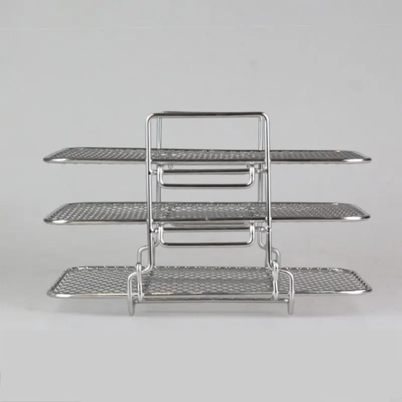 A0NC Three-tier Grill Steaming Rack Safe Stainless Steel Material Air Fryer Accessories Air Fryer Rack Multi-layer Racks