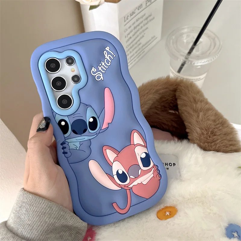 Kawaii الكرتون غرزة زوجين قضية الهاتف لسامسونج غالاكسي S25 S24 S23 S22 S20 S21 الترا زائد FE A54 سيليكون غطاء مقاوم للصدمات