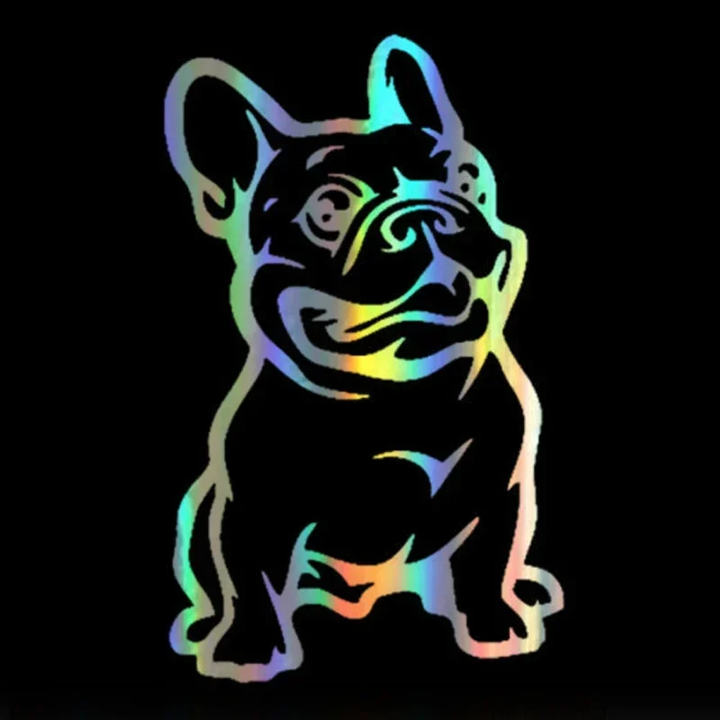 

Car Sticker 3D Vinyl 13*8cm French Bulldog Animal Decor Funny Decal Reflective Laser Motorcycle Styling 13cm*8cm