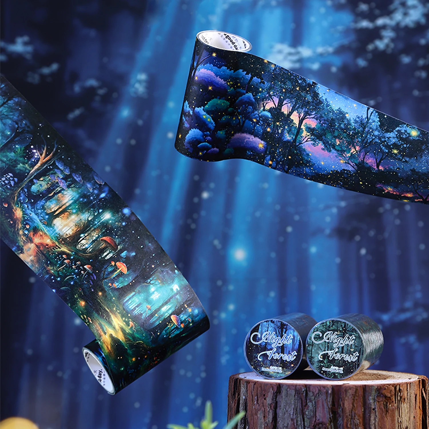 Taśma Washi 80mm*200cm Seria Nocny Las Vintage Drzewo Światło Krajobraz Kreatywny DIY Materiał do Dziennika Kolaż Artykuły Papiernicze