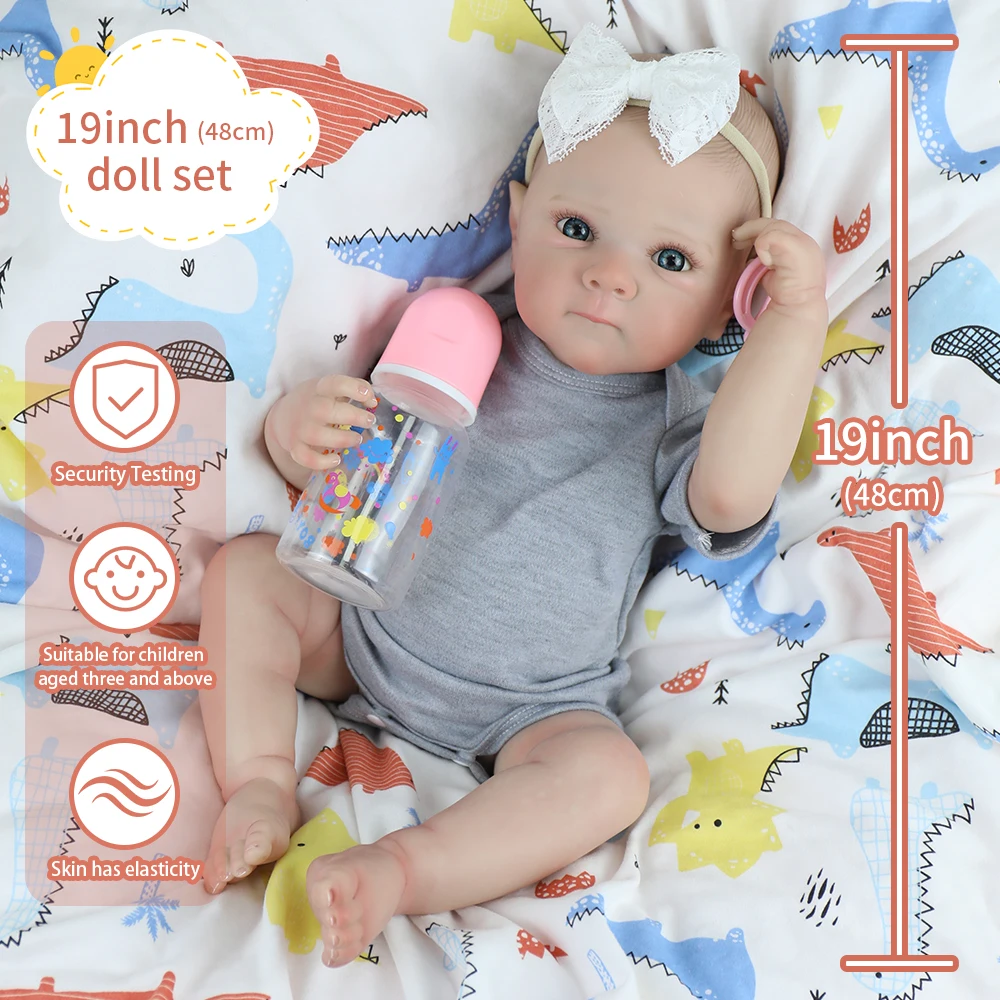 

19inch Already Finished Painted Bebe Reborn Doll Bettie Handmade Toy 3D Skin Full Vinyl Body Doll for Girl Christmas Gifts