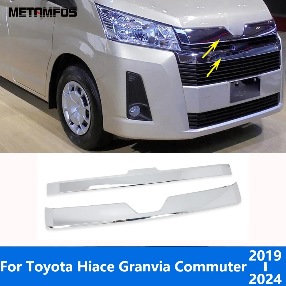 

Накладка на переднюю решетку для Toyota Hiace Granvia Commuter 2019-2022 2023 2024, хромированная передняя сетка, гоночная решетка, аксессуары для накладки