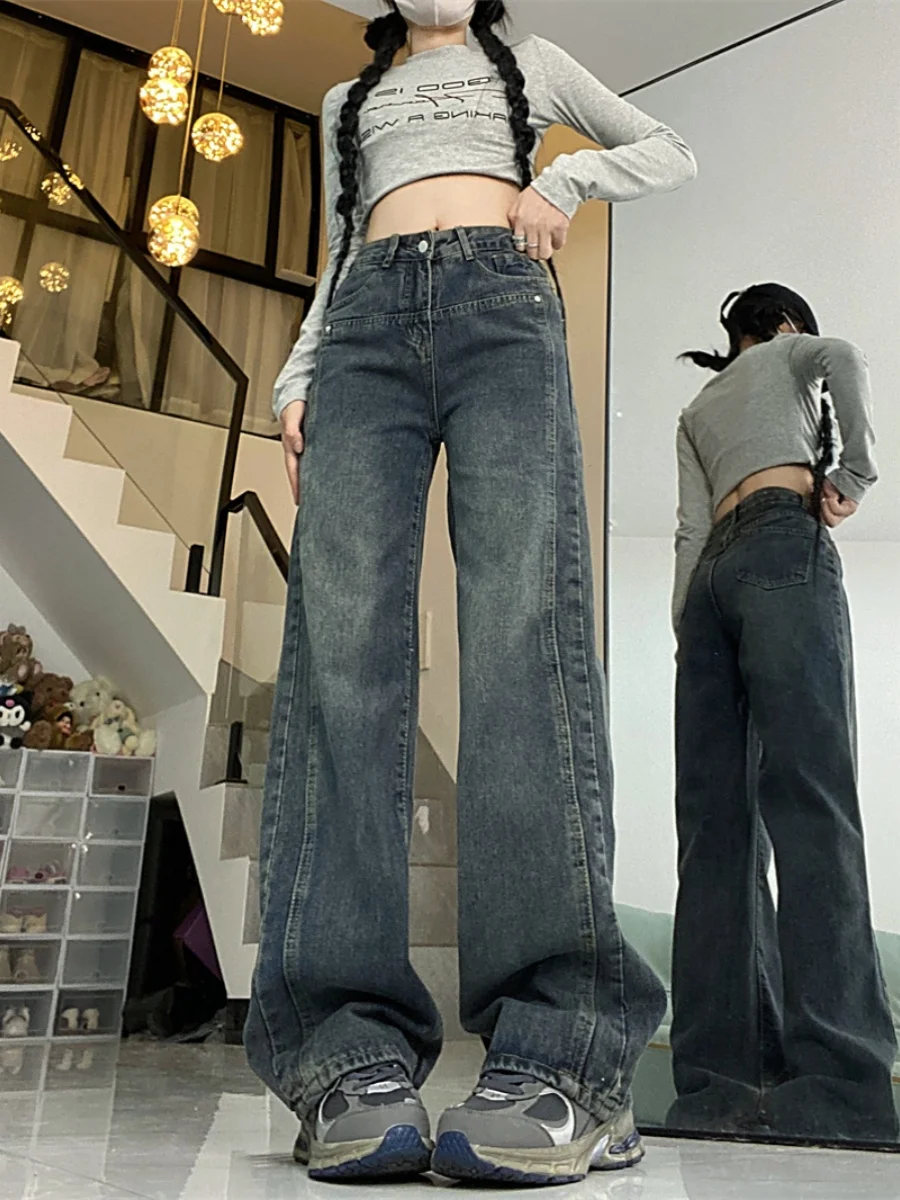 WCFCX STUDIO Baggy Jeans Women Women's Pants Vintage Jeans Woman High Waist Streetwear Denim Y2k Korean Fashion Female Clothing