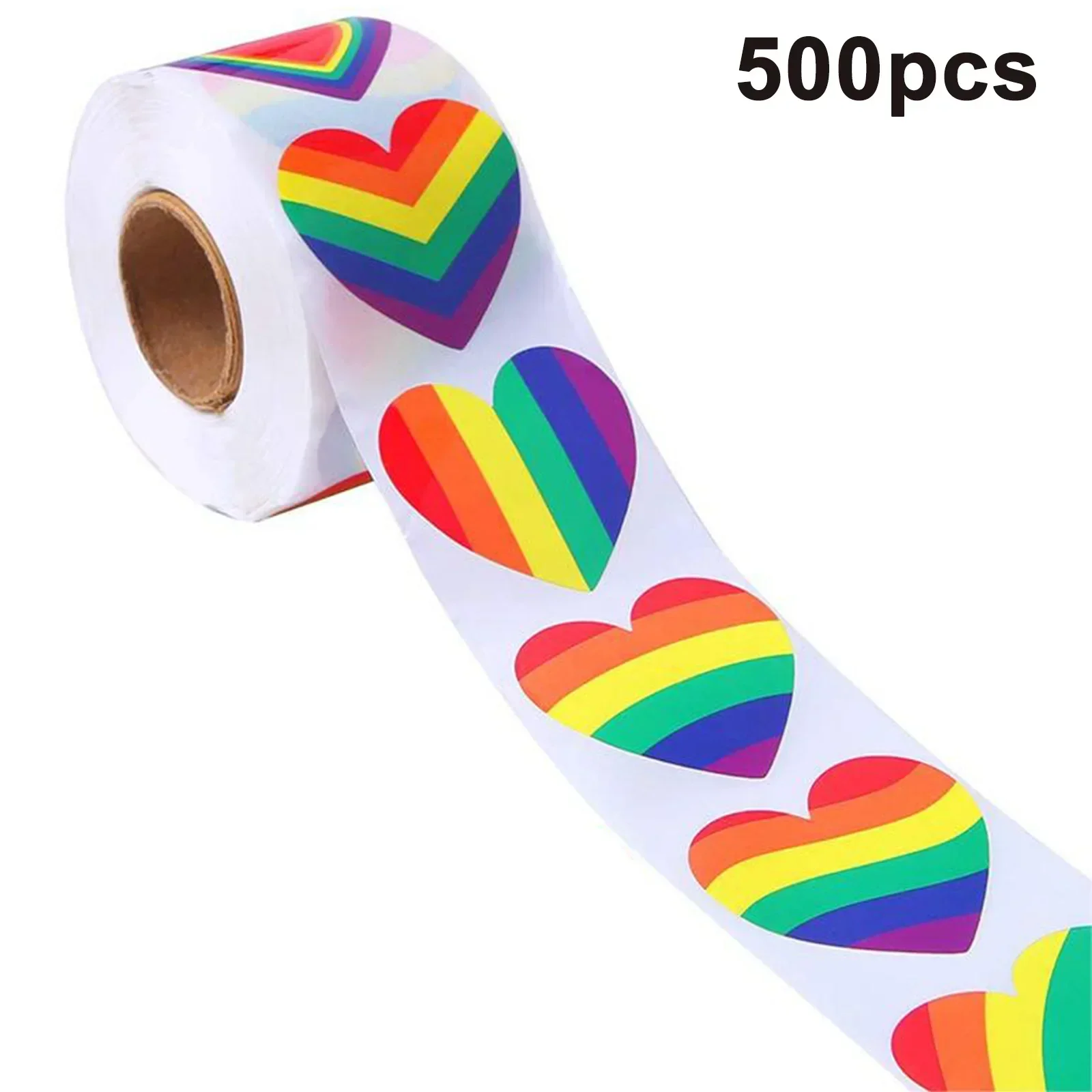 500pcs  Pride Stickers Rainbow Heart Shaped Labels  Adhesive Stickers Decoration For Envelopes Computers Laptops