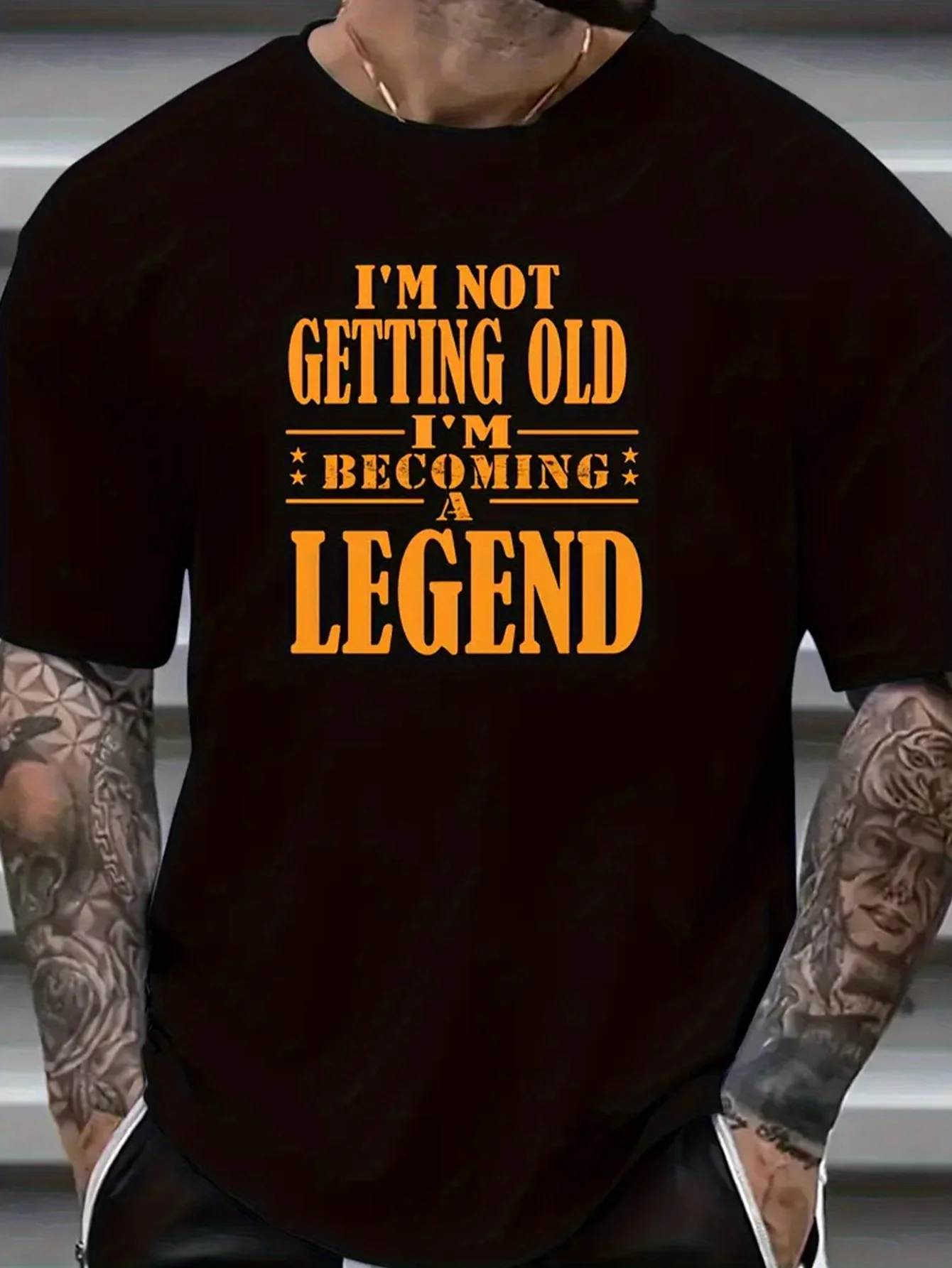 

Men's "I'm Becoming Legend" Graphic Cotton T-Shirt - Casual Summer Style, Loose Fit, Short Sleeve, Round Neck