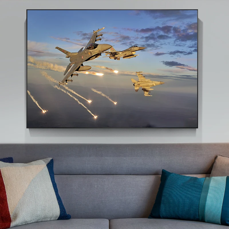 Modern Aircraft Jet Fighter Canavs Painting Wall Art Warcraft Airplane Posters and Prints for Living Room Boys Room Decoration