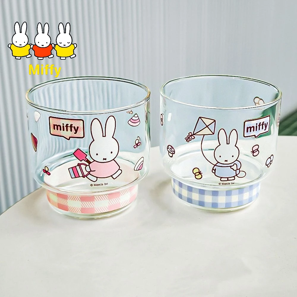 

470ml Kawaii Miffy Glass Cup Heat and Cold Resistant Breakfast Milk Cup and CoffeeCup Cute Cartoon Breakfast Cup