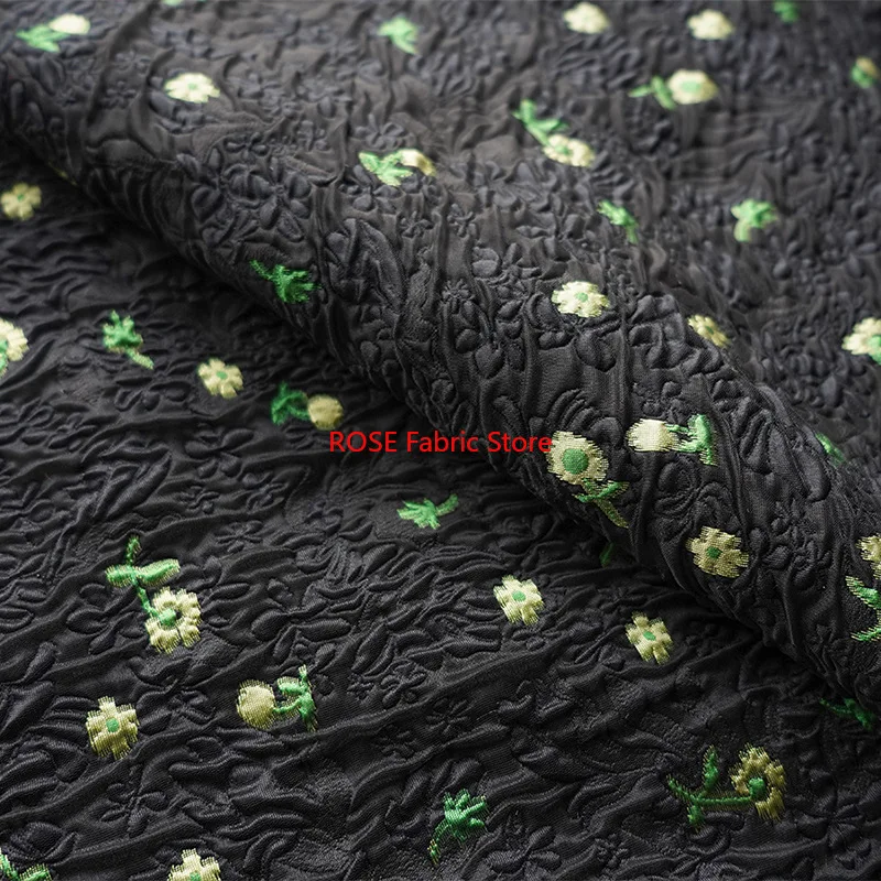Embossed Small Floral Jacquard Bubble Fabric Spring Summer Women's Puff Skirt Dress Diy Sewing Fabric 100cmx135cm