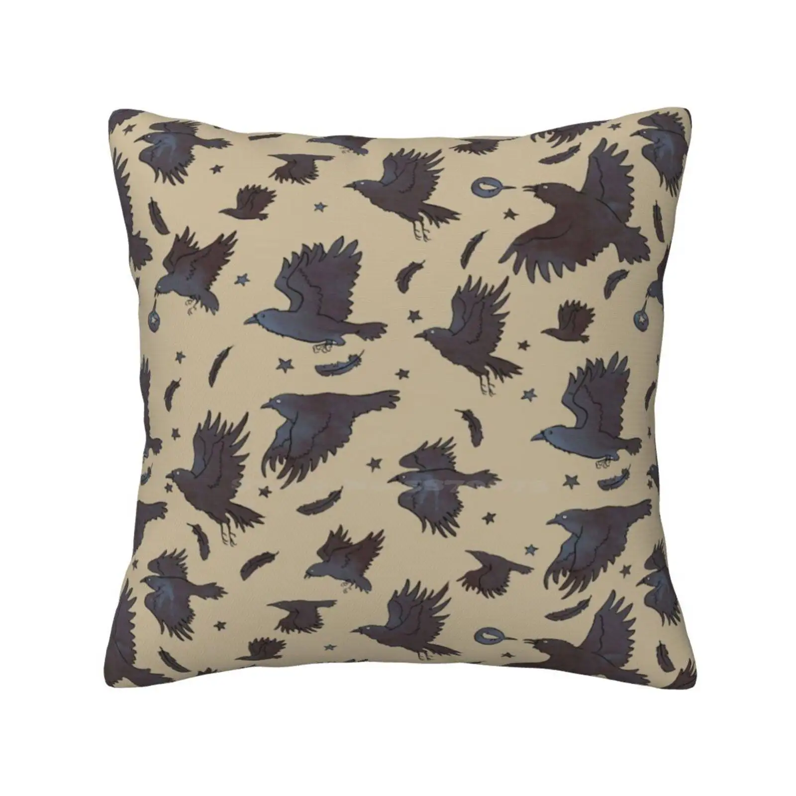 Flight Of Ravens Fashion Sofa Throw Pillow Cover Pillowcase Raven Crow Birds Flock Stars Feathers Fantasy Blue Grey Blackbird