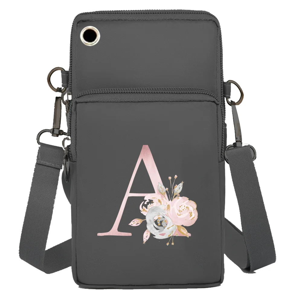 Mobile Phone Bag Arm Pack Shoulder Bags Organizer for Apple/Huawei/Samsung Cell Phone Pouch Pink Flower Print Accessories Packet