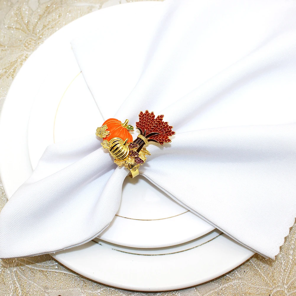 

4 Pcs Napkin Rings Material Versatile Use Fall Table Settings Event Holders Metal Decorative Dining Thanksgiving Berry