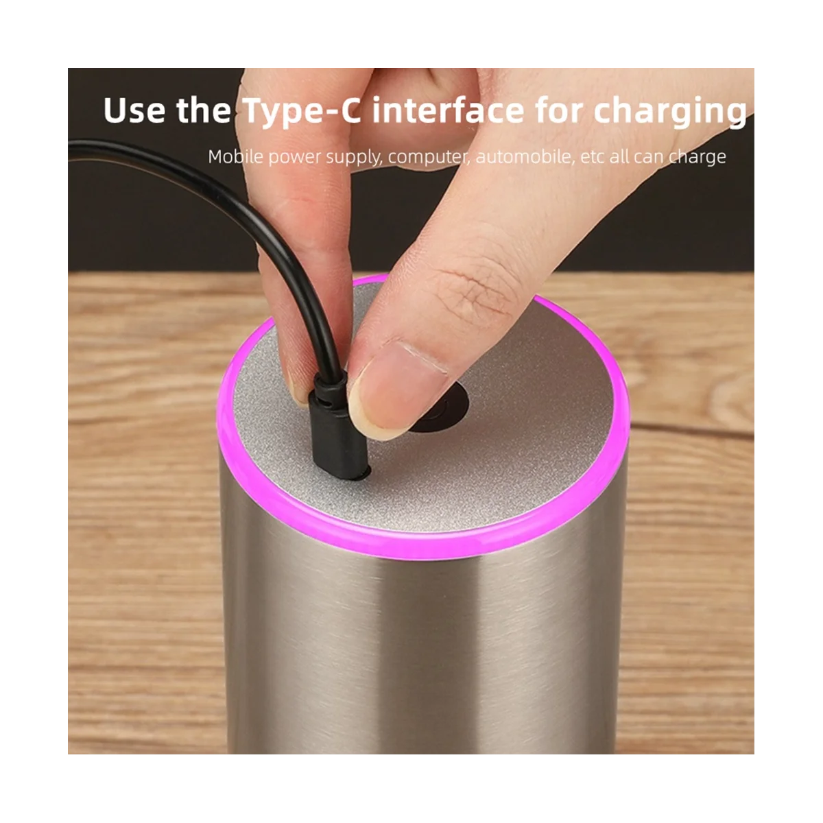 Portable Electric Coffee Grinder TYPE-C USB Charge Stainless Steel Coffee Beans Grinder for Espresso/Drip/Cold Brew-B