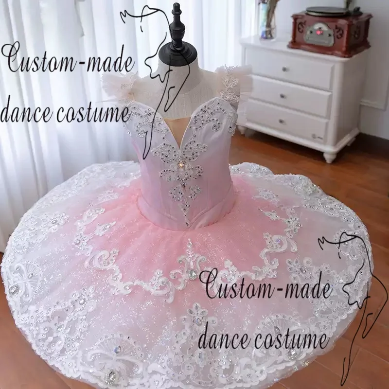White powder gradient fairy doll variation ballet dress performance TUTU performance costume customization