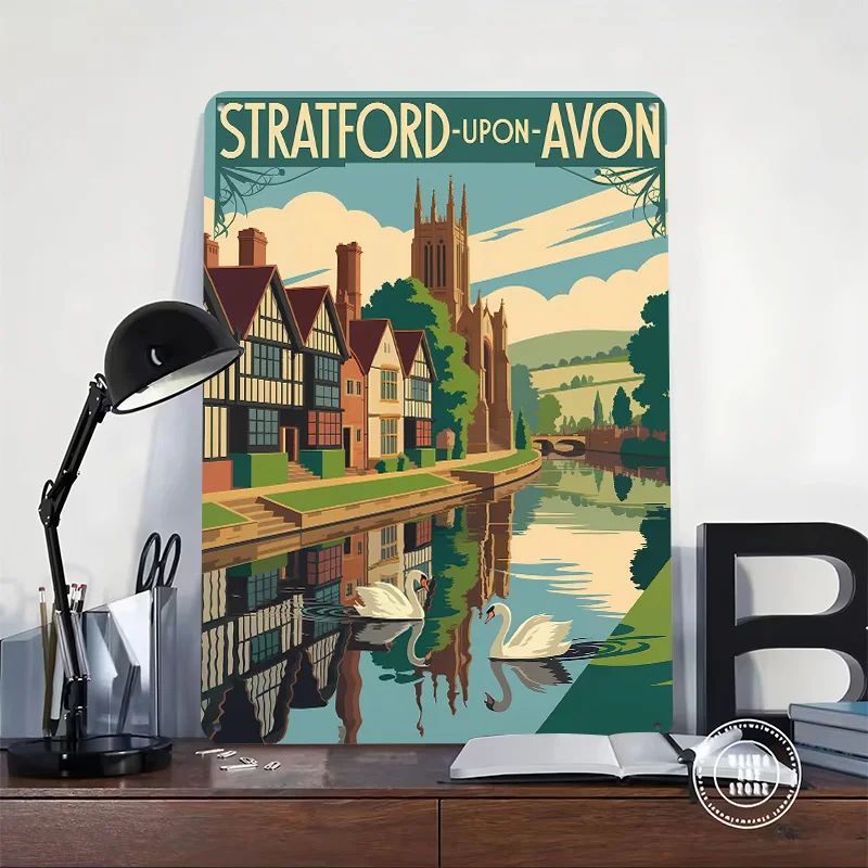 Stratford-upon-Avon Travel Tin Plaque Poster Customized Retro Wall Art Vintage Metal Signs for Room Home Decoration Luxury Cozy