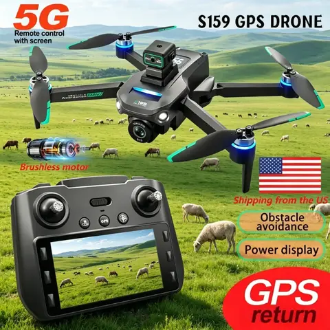 S159 GPS Drone 8K HD Dual Camera Professional 360° Obstacle Avoidance Brushless Foldable Quadcopter with Screen 5G WiFi Dron Toy