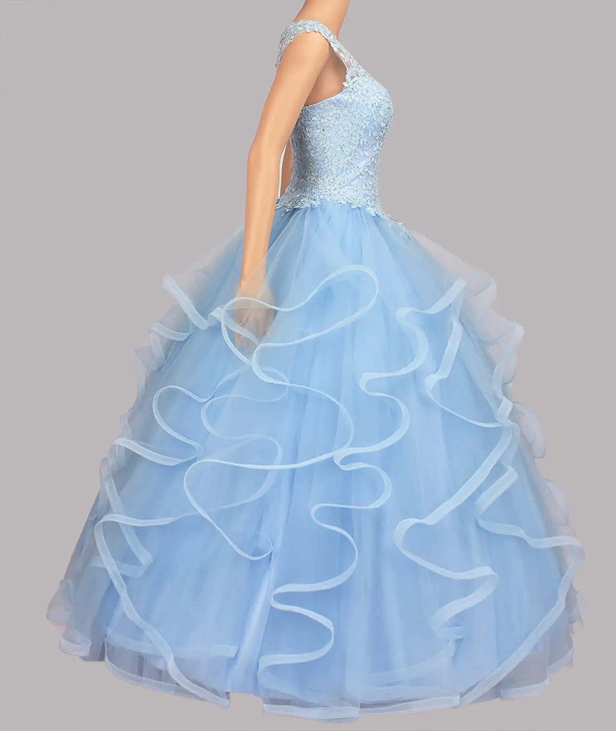 CharmingBridal-vestido De quinceañera con cuello en V para mujer, vestido De baile De graduación De encaje De talla grande, Vestidos con volantes, dulce 16, 15 Años, 2022