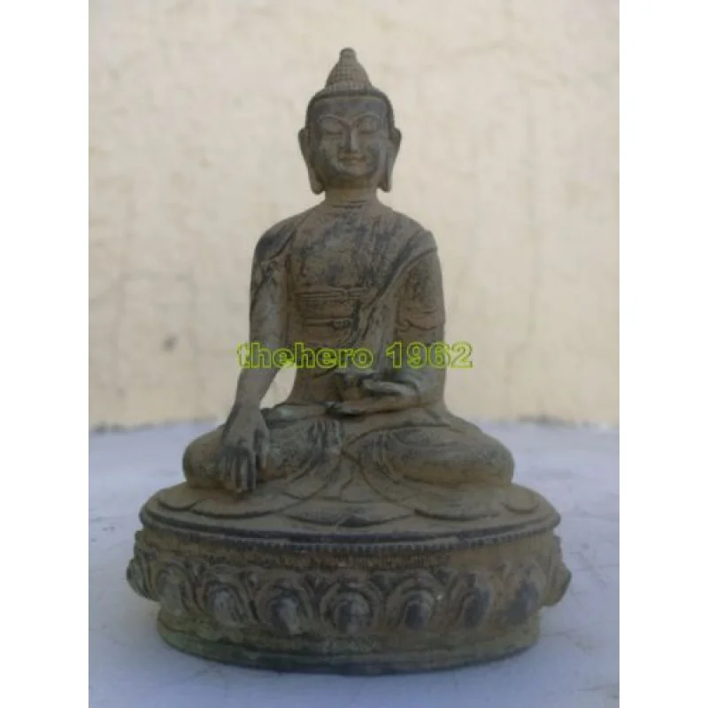 Antique Sakyamuni Sitting Buddha Old Earth Terra Cotta Warriors Copper Bronze Statue