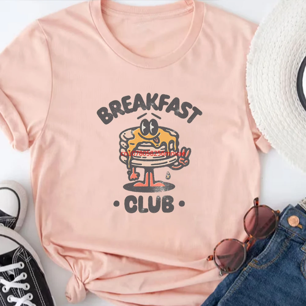 Vintage Breakfast Club T Shirt Brunch Pancake Graphic T-Shirt Food Tees Women Aesthetic Tshirt Unisex Short Sleeves Tops