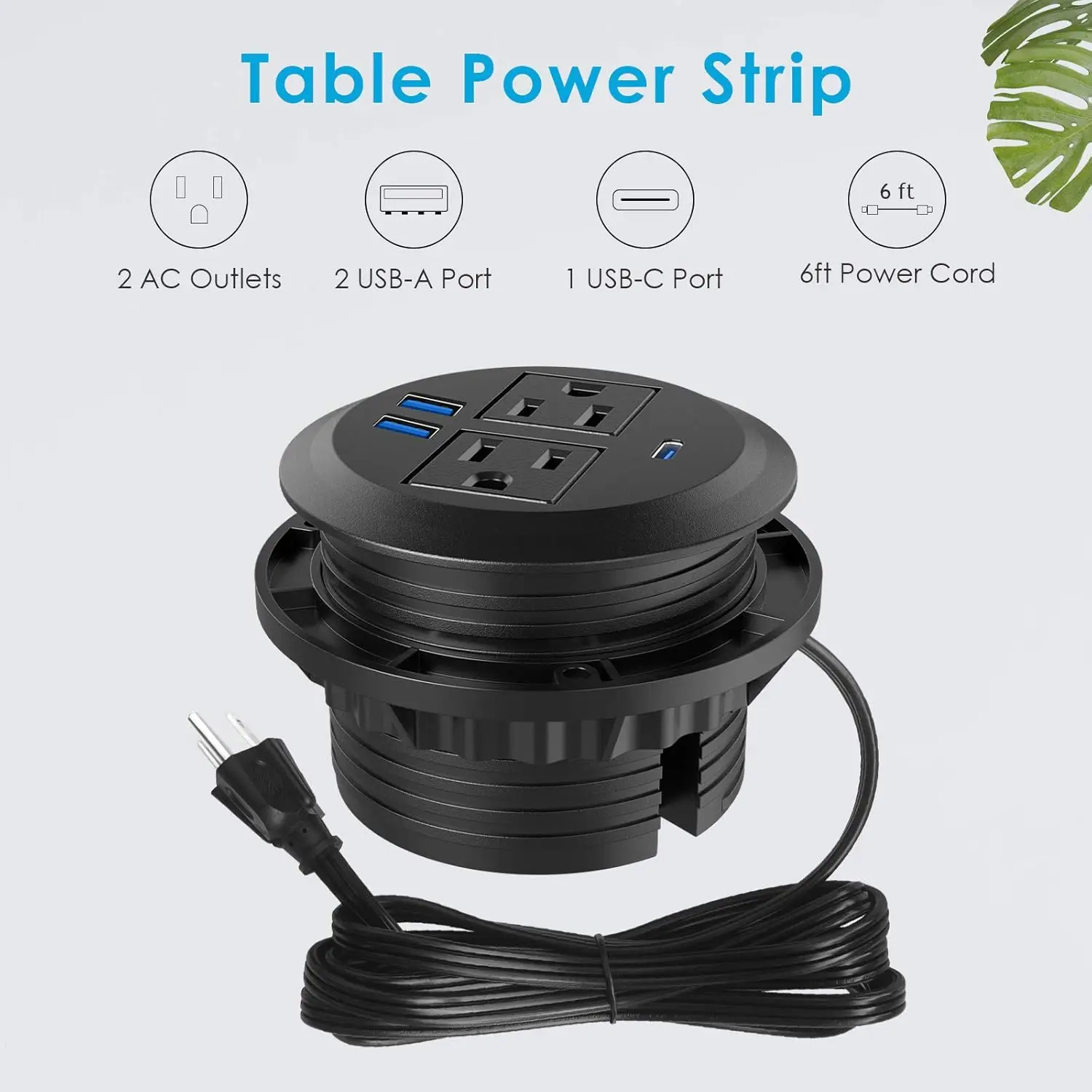 FUNAYA Built-in Desktop Power Cord Socket/embedded Power Board Socket with  USBA C Type-C 20W Fast Charging Surface Sockets 110V