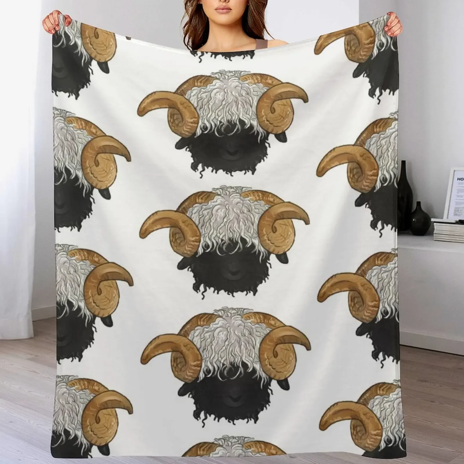 

Valais Blacknose Sheep Throw Blanket Flannel Decoratives Blankets