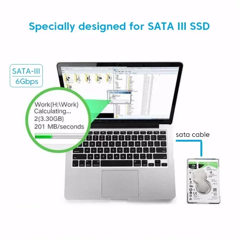 Elough  to USB 3 0 Adapter Support 2.5 Inches External SSD HDD Hard Drive SATA 3 22 Pin Sata 3 Cable Up to 6 Gbps Cabo Sata