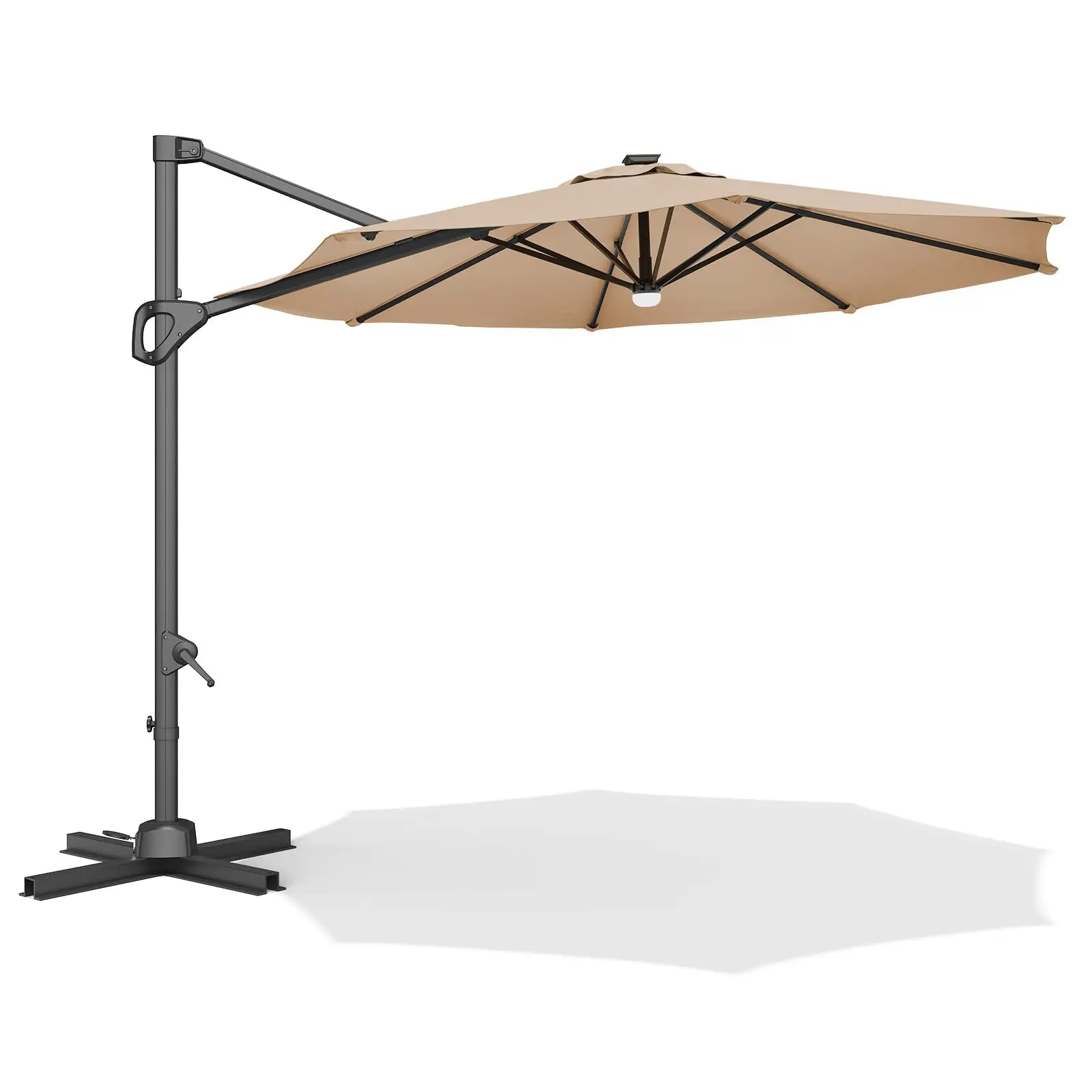 

10ft Patio Umbrella, Heavy Duty Offset Hanging Outdoor Umbrella For Backyard Garden Pool Deck, 360 Degree Rotation, Aluminum Fra