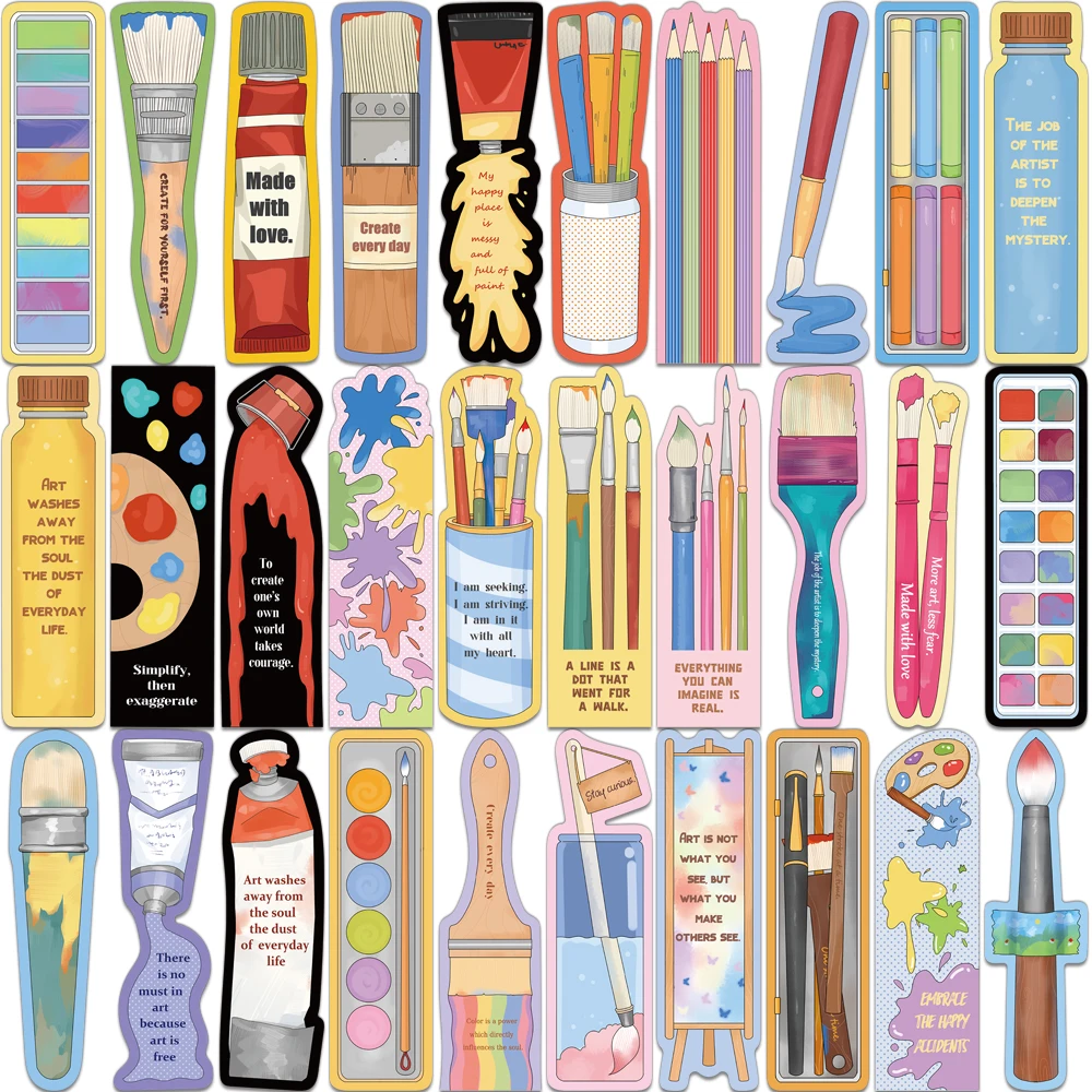 30PCS Creative Color Story Bookmark Simple Cartoon Bookmark Student Supplies Book Label Gift Card Bookmark
