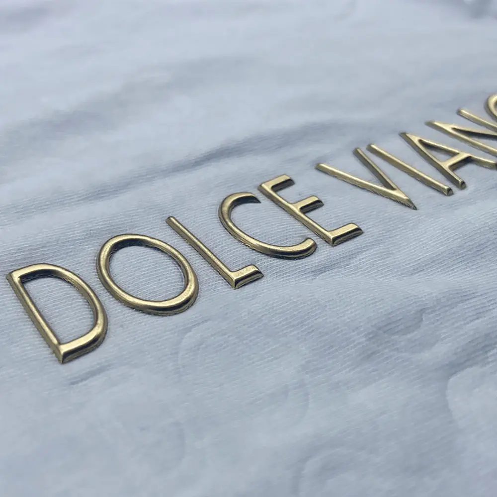 Custom Garment Embossed TPU Patch High Quality Heat Transfer Silver Reflective Iron-On Label Sustainable Voltage Label Design