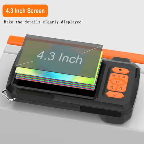 Imagen 2 del producto Cámara endoscópica pantalla de 4,3 pulgadas reemplazable 1-100 metros Cable rígido HD1080P 8MM lente inspección de tuberías USB boroscopio LED 2600mAh