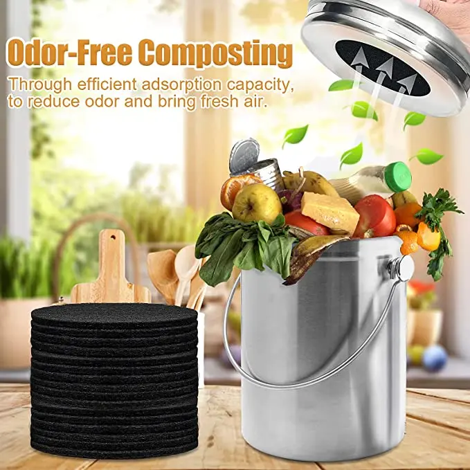 16 piezas contenedor de Compost filtro de cubo desodorante de repuesto hogar cocina filtros de polvo de agua accesorios piezas de repuesto