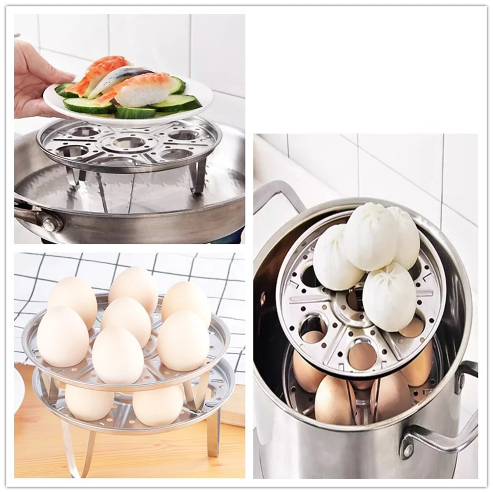 

Egg Steamer Single Layer 7 Holes Stainless Steel Kitchen Accessories Cooking Tray Retains Vitamins Nutrients Multifunction Food