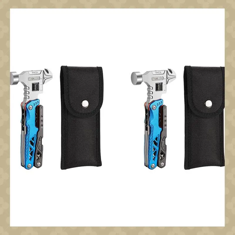 

AB45 2X Multifunctional Round-Headed Hammer Folding Nail Hammer Pliers Emergency Vehicle-Mounted Combined Hammer
