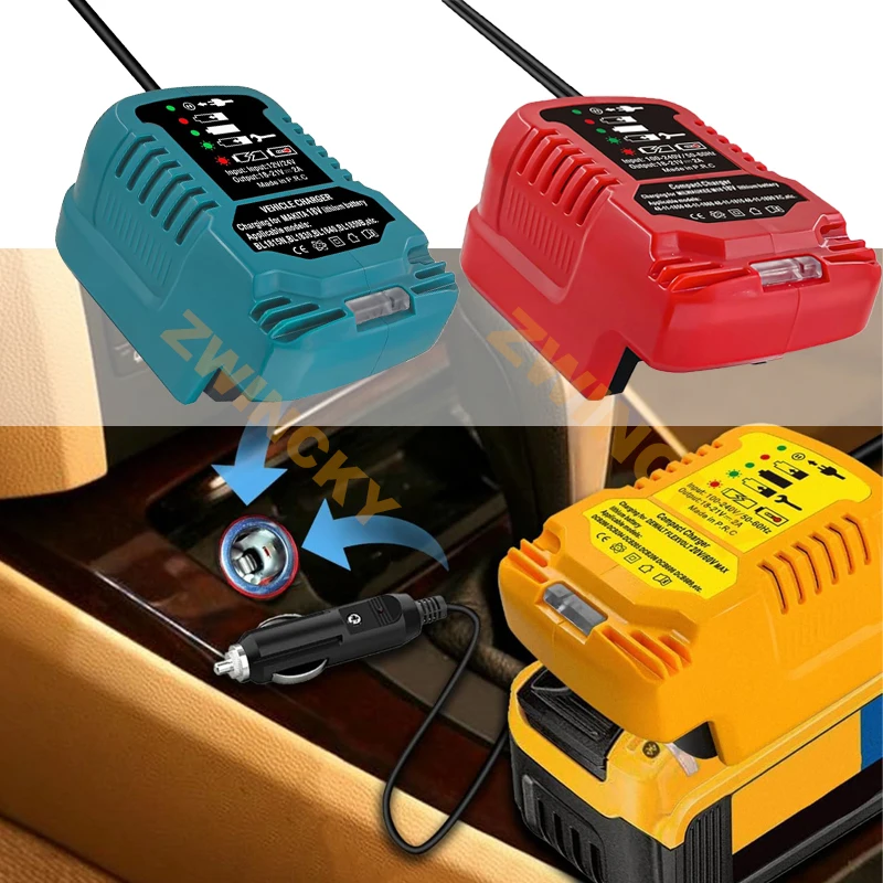 For Makita/Dewalt/Milwaukee 18V Battery Car Charger Car Cigarette Lighter Plug use Portable Mini Charger Replacement