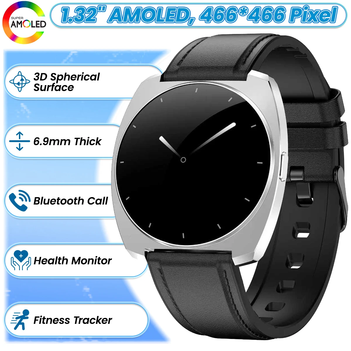 

Смарт-часы с AMOLED-экраном 1,32 дюйма, спортивная электроника, умные часы, роскошные подарочные часы с изогнутым экраном для мужчин и женщин, iOS Android 2026