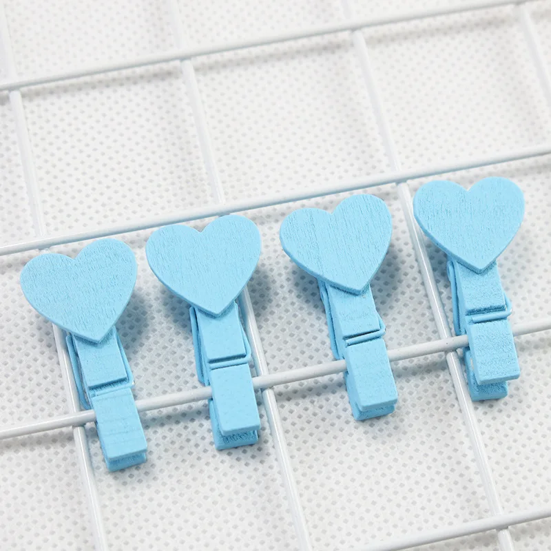 50 шт., деревянные зажимы в форме сердца