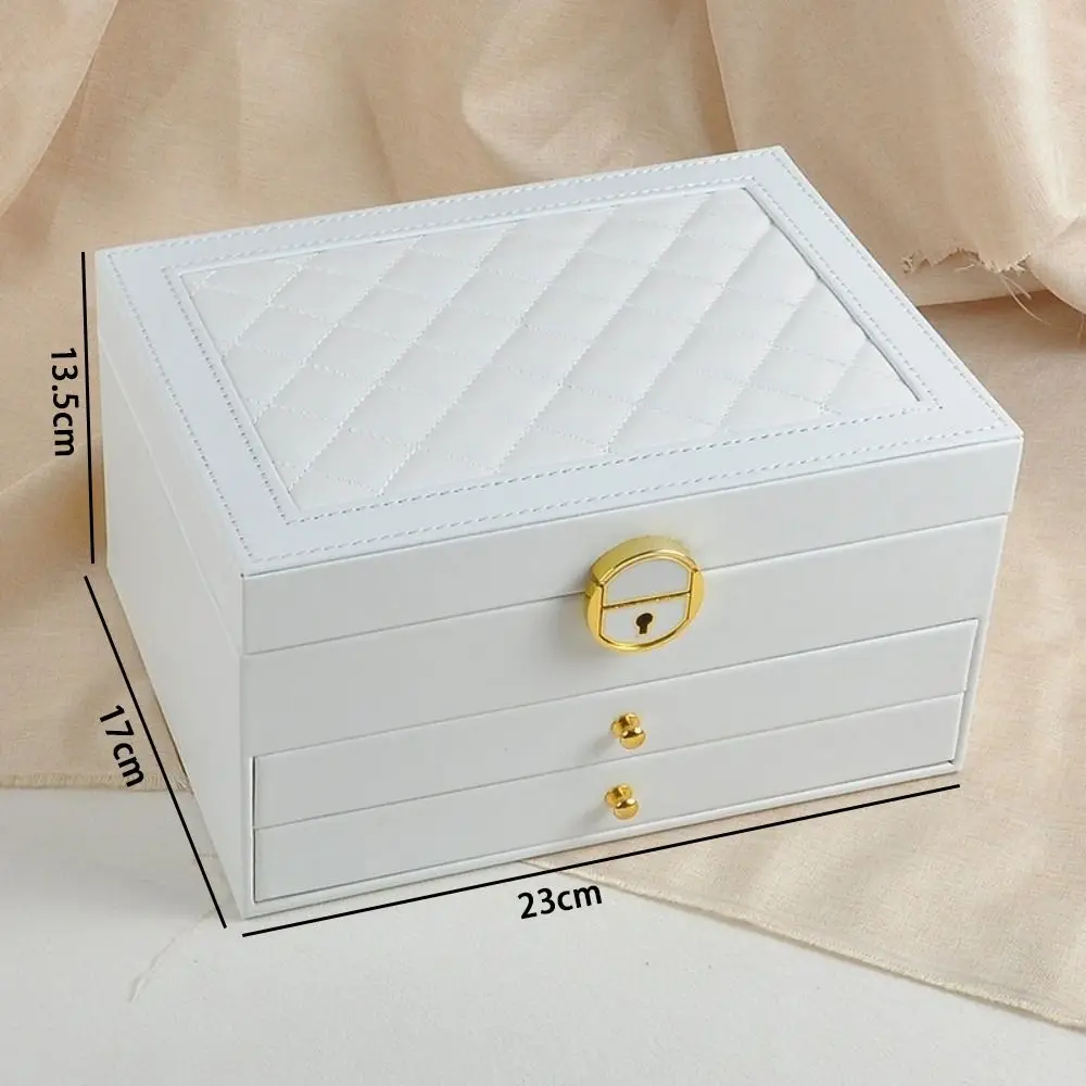 Durable 3 Layers Earring Display Case Large-Capacity Leather Drawer Jewelry Box Multifunctional Dust-Proof Storage Box