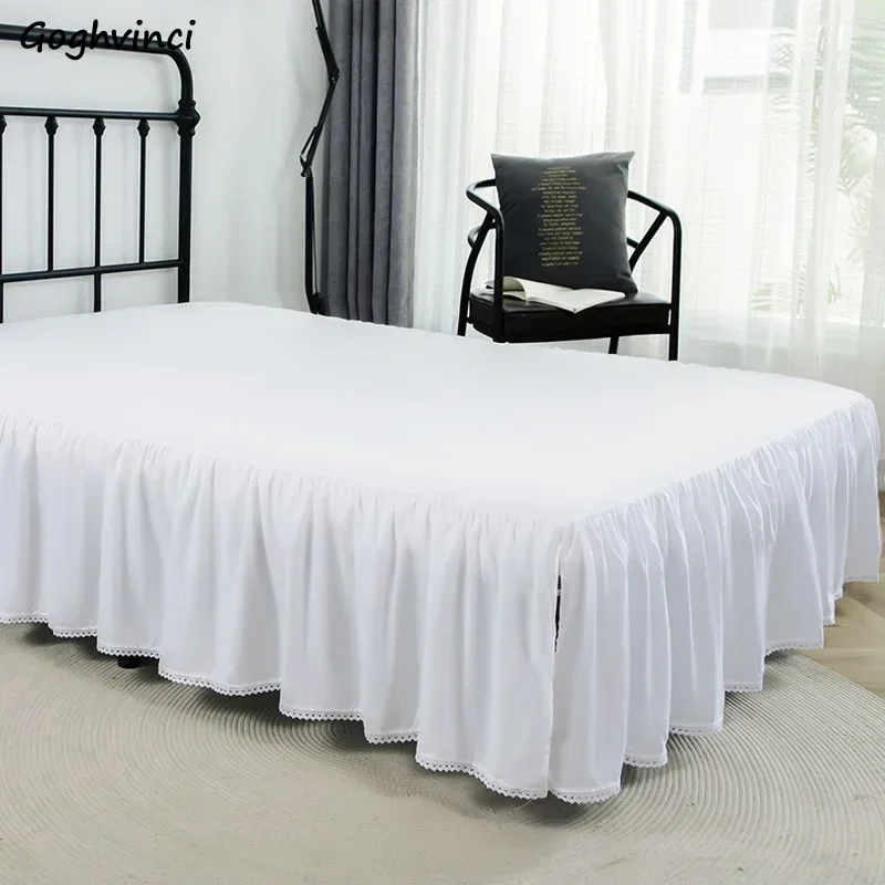 Bed Skirt Basic Washable Household Skin-friendly Soft Lace Patchwork Stylish Simple Ins Non-slip King Queen Size Design Daily