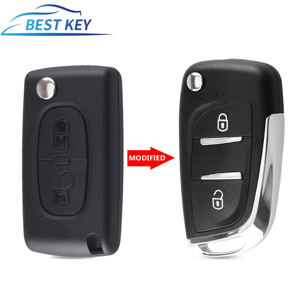 

BEST KEY Modified Filp Folding Remote Key Shell Case For Peugeot 207 307 407 408 308 For Citroen C4C2 HU83/VA2 Blade CE0536 0523