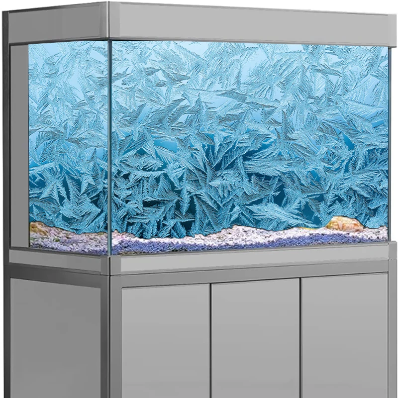 Fish Tank Decor Aquarium Background Sticker, Blue Flower Poster Fish Tank Backdrop Decorations PVC  aquarium accesories