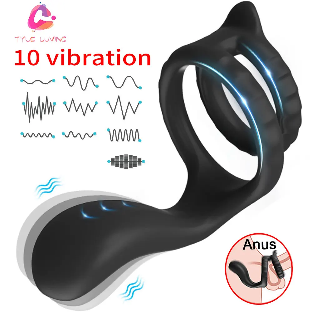 Anello del pene vibrante in Silicone per uomo-eiaculazione ritardata, stimolazione del clitoride-Sextoy erotico per adulti