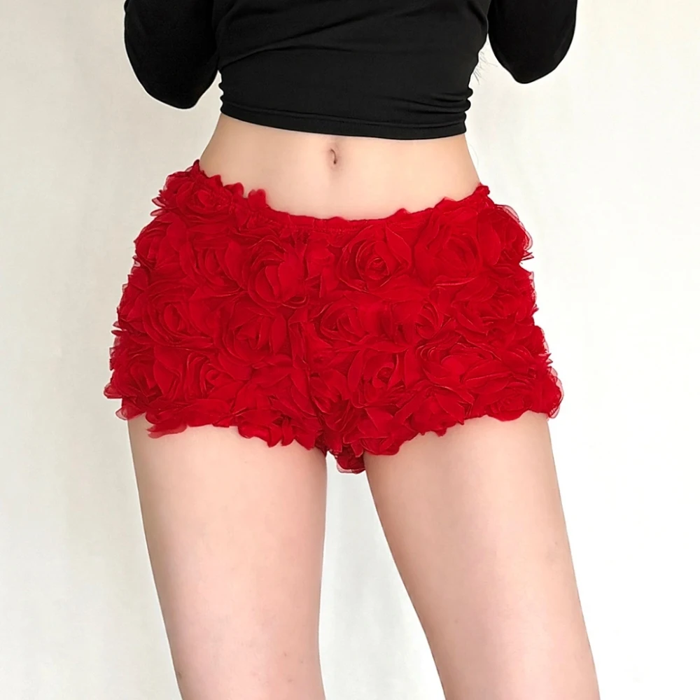 

Шорты женские мини с 3D-цветочным декором, эластичные, с высокой талией, облегающие, с эффектом персиковых ягодиц, в стиле Y2K, классические, для уличного стиля, для милых девушек