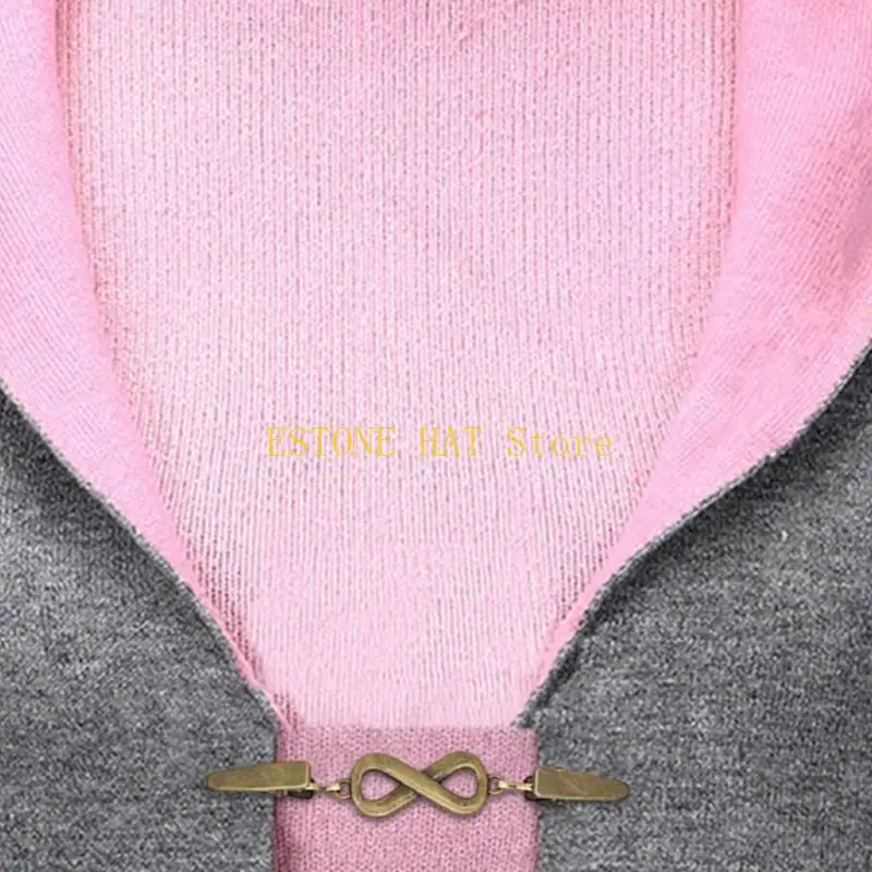 

49MF Vintage Dress Clips Geometric Patterns Sweater Clips Winter Scarf Clasps Cardigan Shawl Clips