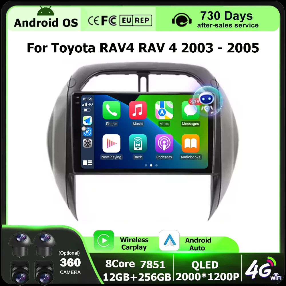 

Android Auto Carplay For Toyota RAV4 RAV 4 2003 - 2005 Car Radio GPS Naviagtion Multimedia Player Tools BT Head Unit 4G WIFI