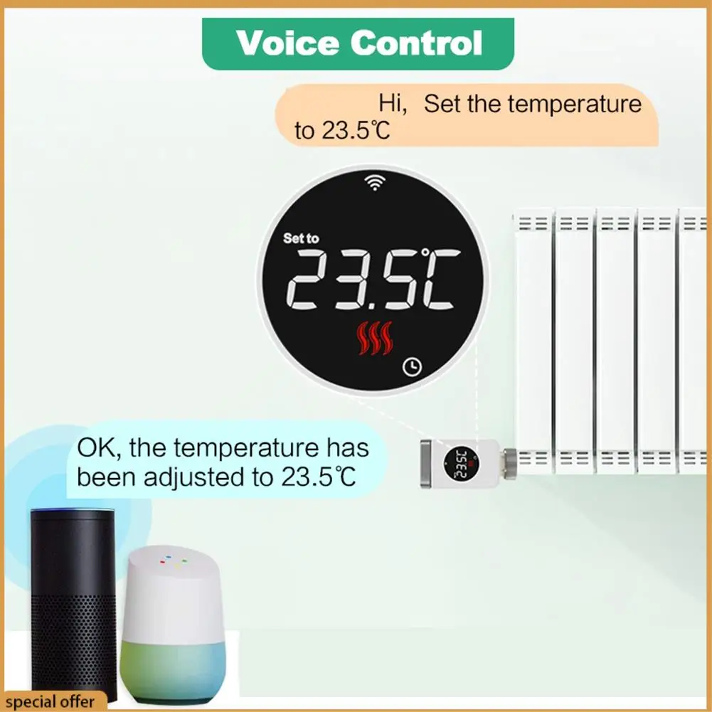 

A68Z термостатическая головка клапана радиатора пластиковый привод клапана радиатора регулятор температуры нагрева для Alexa Google Home